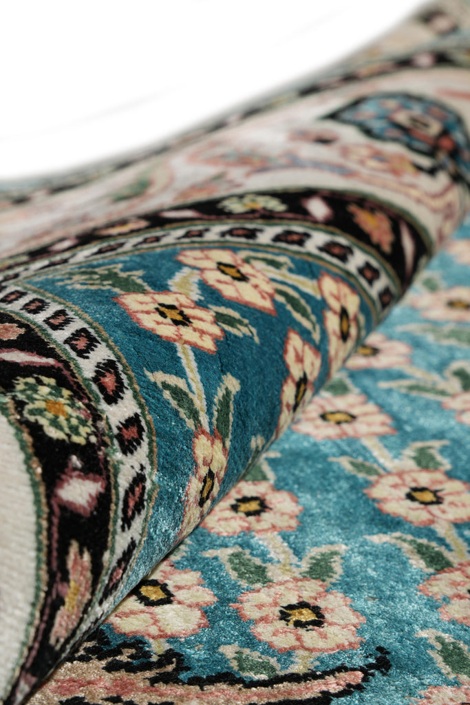 4 x 6 Silk Prayer Rug Turquoise #PIX-28633