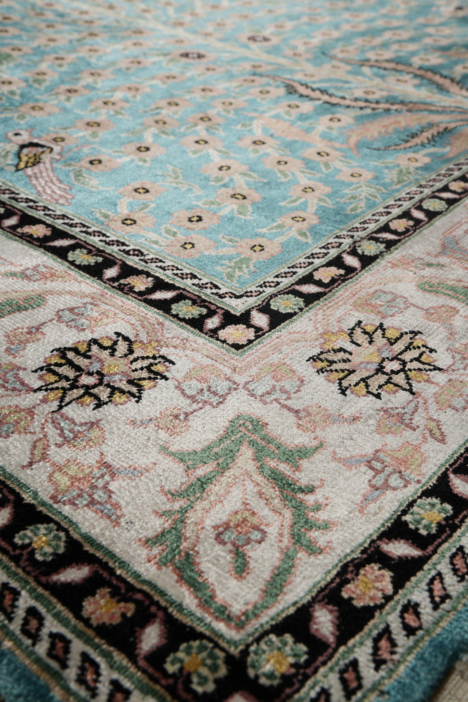4 x 6 Silk Prayer Rug Turquoise #PIX-28633