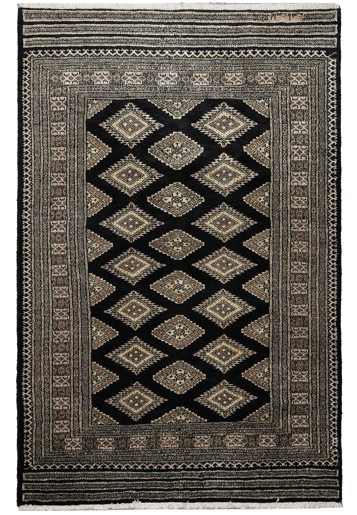 Decorative rug with geometric pattern on a plain background