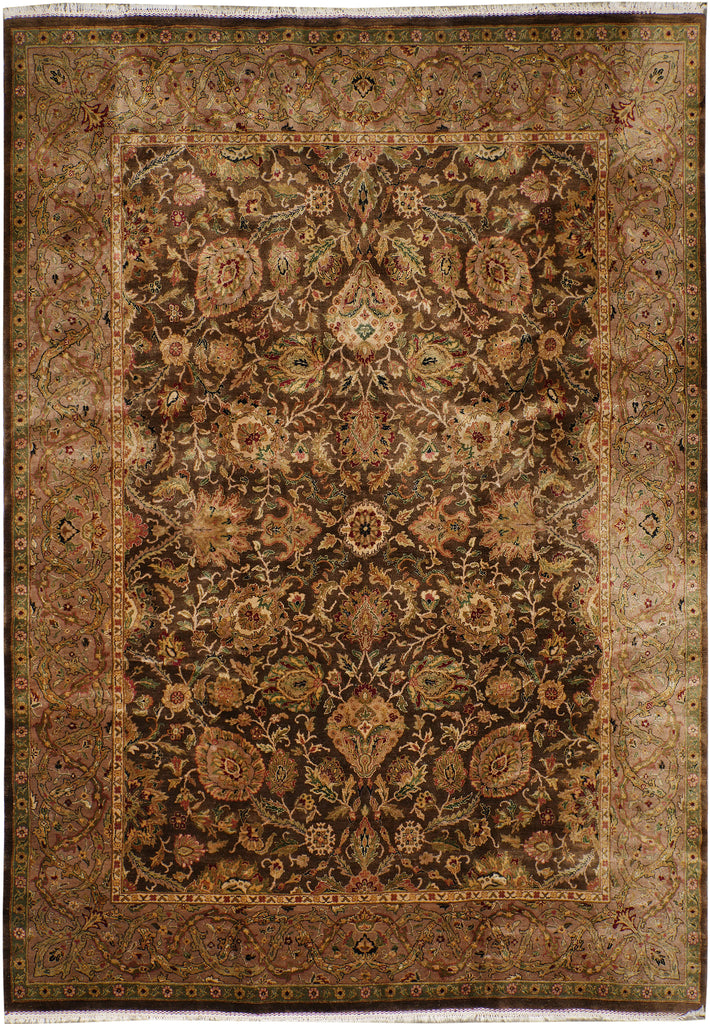 9 x 12.3 Olive Green Handmade Jaipur Rug  Dense Lustrous Wool