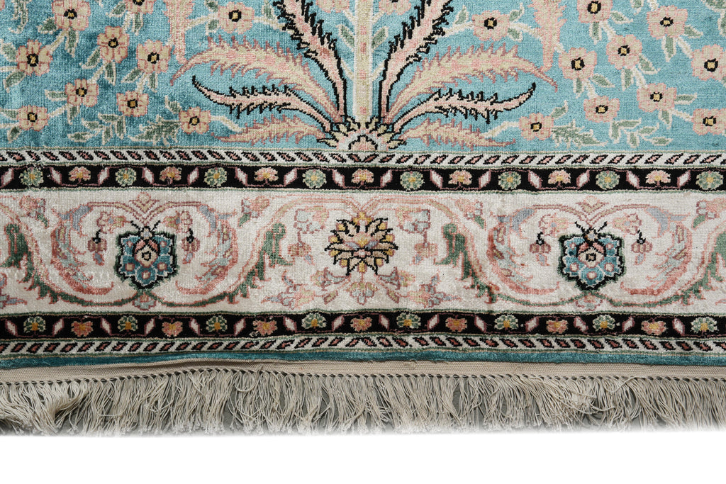 4 x 6 Silk Prayer Rug Turquoise #PIX-28633