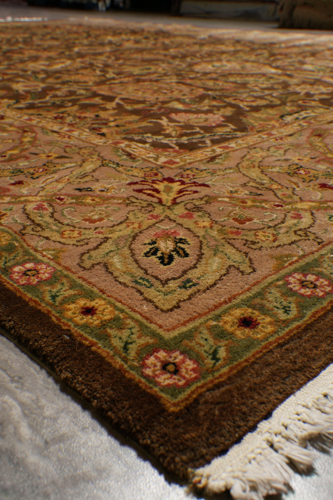 9 x 12.3 Olive Green Handmade Jaipur Rug  Dense Lustrous Wool #F-4489