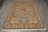 Load image into Gallery viewer, 6 x 10 Blue Fine Persian Tabriz Rug Wool and Silk - view 3
