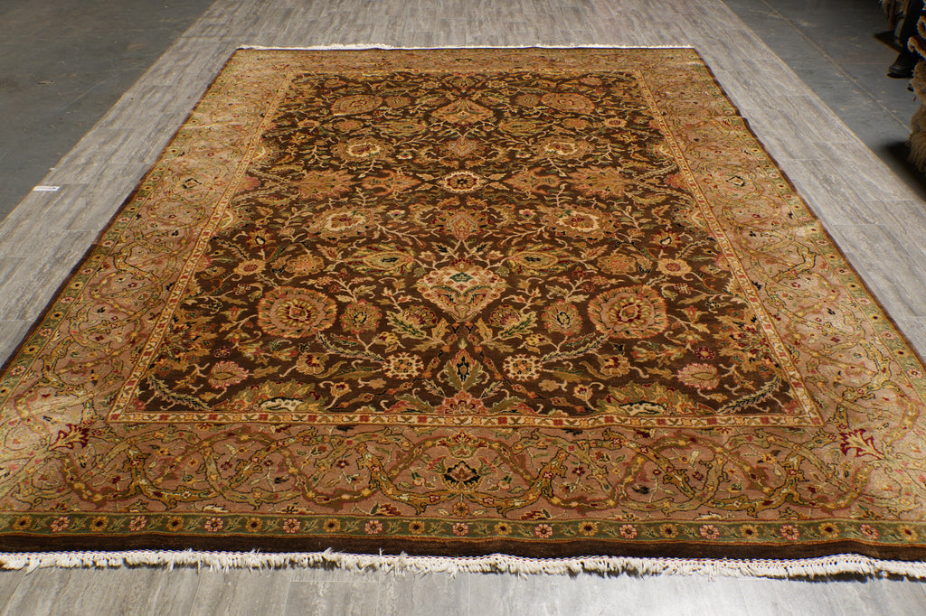 9 x 12.3 Olive Green Handmade Jaipur Rug  Dense Lustrous Wool #F-4489