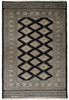Load image into Gallery viewer, 4 x 6 Black Hand-Knotted Jaldar Bokhara Wool Silk Touch #B-75634