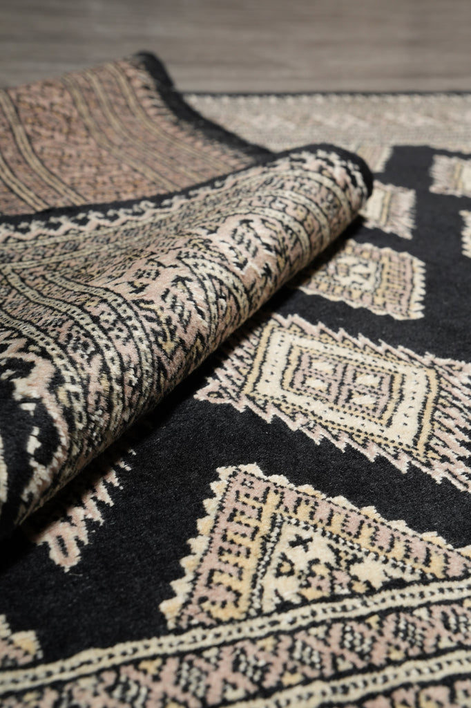 4 x 6 Black Hand-Knotted Jaldar Bokhara Wool Silk Touch #B-75634