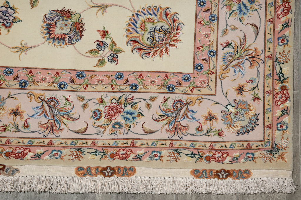 6.7 x 10 Fine Aunthentic Signed Wool & Silk Persian Tabriz Rug 400 KPSI - Iran #PIX-21981
