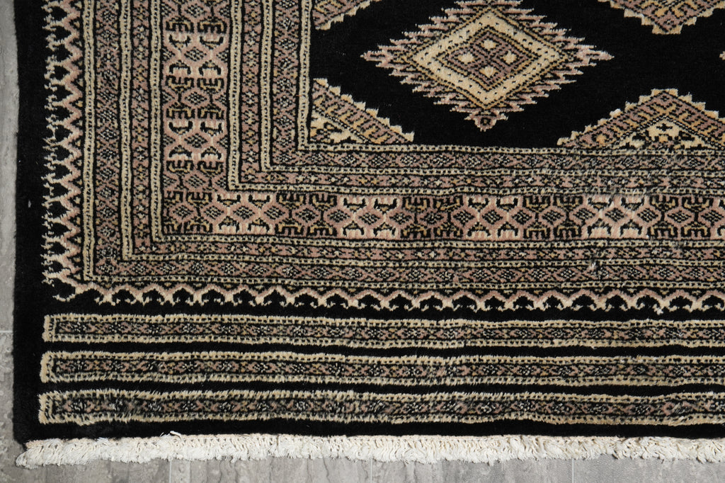 4 x 6 Black Hand-Knotted Jaldar Bokhara Wool Silk Touch #B-75634