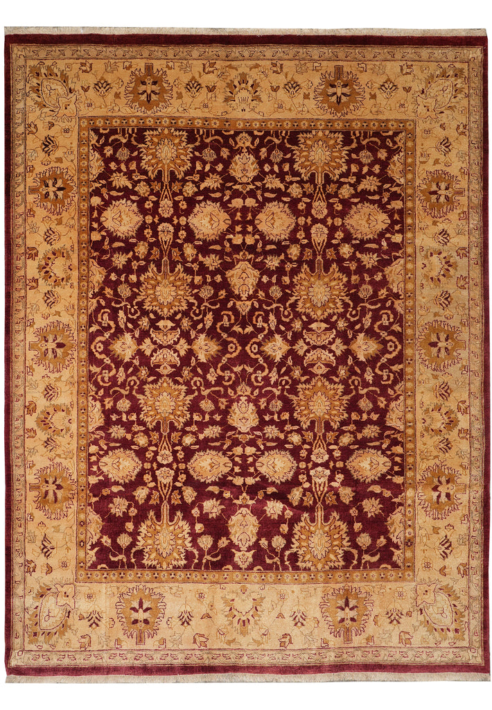 9 x 11 Quality Handmade Area Rug BURGUNDY Organic Wool #F-4486