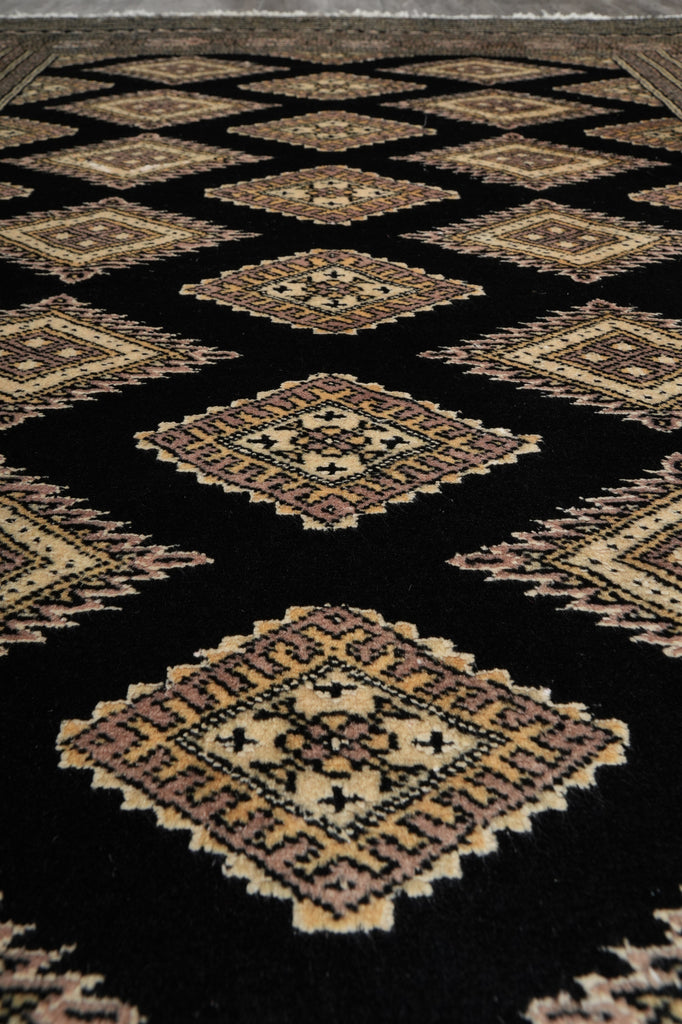 4 x 6 Black Hand-Knotted Jaldar Bokhara Wool Silk Touch #B-75634