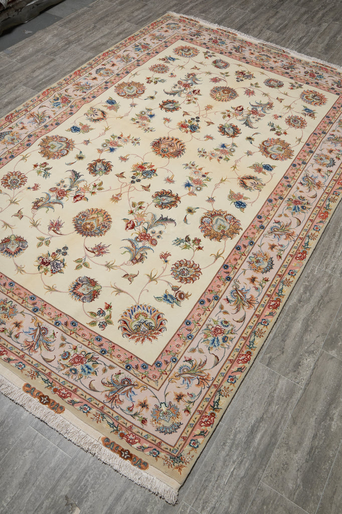 6.7 x 10 Fine Aunthentic Signed Wool & Silk Persian Tabriz Rug 400 KPSI - Iran #PIX-21981