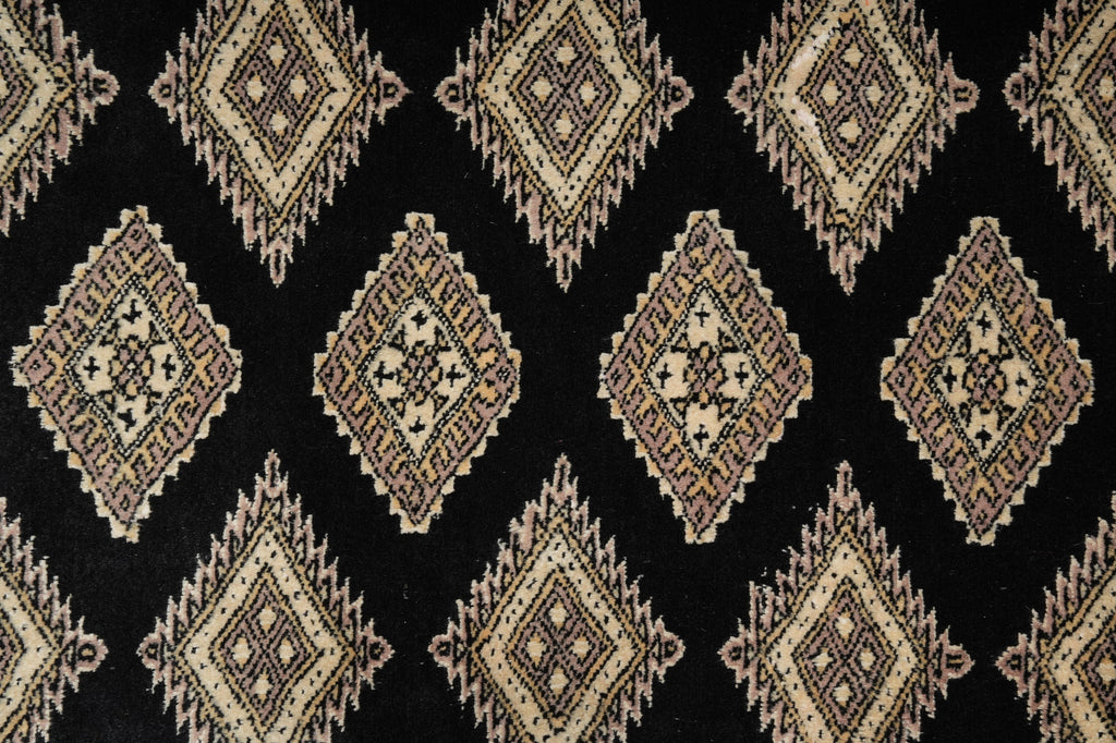 4 x 6 Black Hand-Knotted Jaldar Bokhara Wool Silk Touch #B-75634