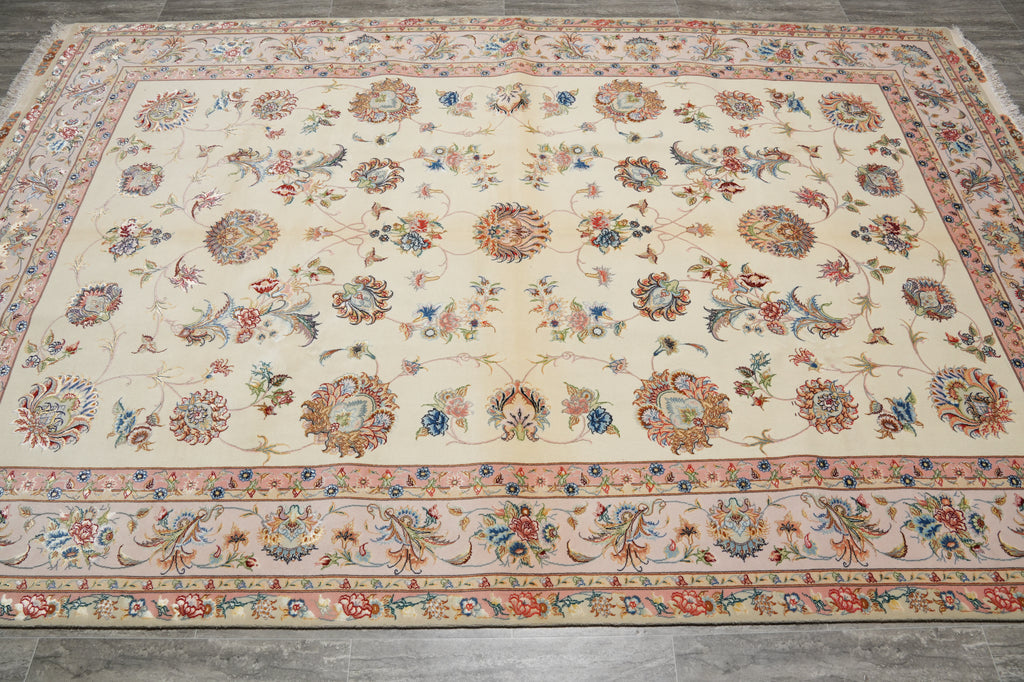 6.7 x 10 Fine Aunthentic Signed Wool & Silk Persian Tabriz Rug 400 KPSI - Iran #PIX-21981