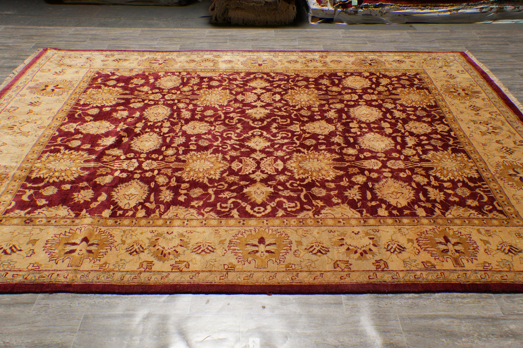 9 x 11 Quality Handmade Area Rug BURGUNDY Organic Wool #F-4486