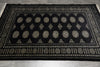Load image into Gallery viewer, 4.8 x 6.6 Black Hand-Knotted Quality Wool Bokhara Rug #F-3128