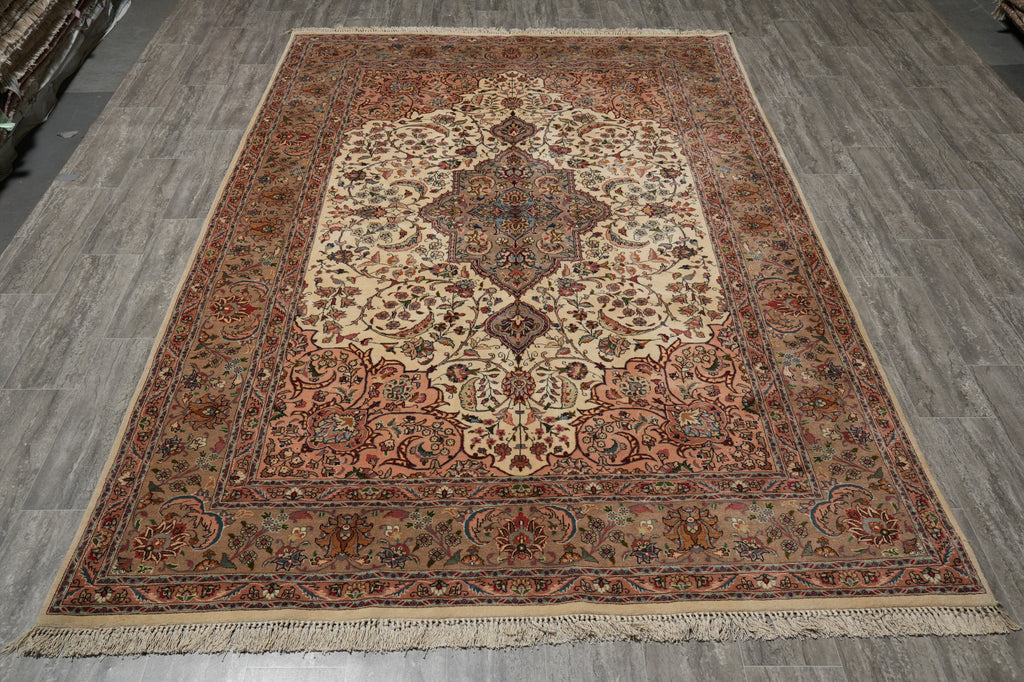 6.8 x 10 Authentic Persian Tabriz Rug High Quality 400 KPSI Wool And Silk - view 3