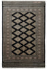 Load image into Gallery viewer, 4 X 6 Black Wool and Silk Touch Jaldar Bokhara Rug Geometric #B-75632