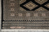 Load image into Gallery viewer, 4 X 6 Black Wool and Silk Touch Jaldar Bokhara Rug Geometric #B-75632