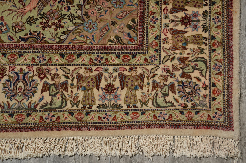 6.9 x 10 Authentic Persian Tabriz Tabataba Rug Hunting Deer's Birds - view 14