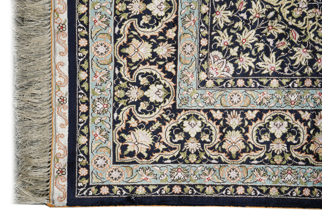 4x6 Silk Rug Torqouise And Black #PIX-55221
