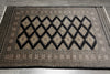 Load image into Gallery viewer, 4 X 6 Black Wool and Silk Touch Jaldar Bokhara Rug Geometric #B-75632