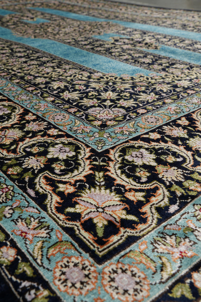 4x6 Silk Rug Torqouise And Black #PIX-55221