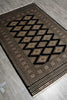 Load image into Gallery viewer, 4 X 6 Black Wool and Silk Touch Jaldar Bokhara Rug Geometric #B-75632