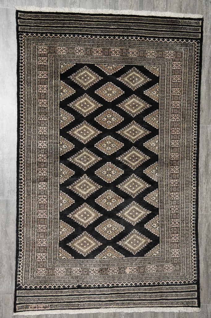 4 x 6.3 Jaldar Bokhara Rug Black #B-75637
