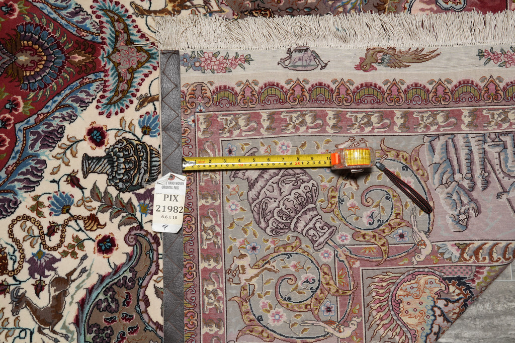 6.6 x 10 Super Fine Quality Authentic Persian Tabriz Rug Wool and Silk 70 Raj 500 KPSI - view 16