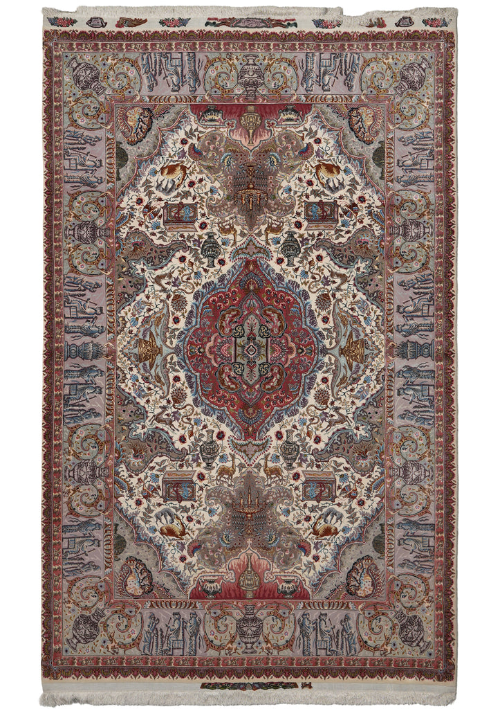 6.6 x 10 Super Fine Quality Authentic Persian Tabriz Rug Wool and Silk 70 Raj 500 KPSI