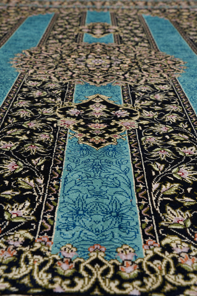 4x6 Silk Rug Torqouise And Black #PIX-55221
