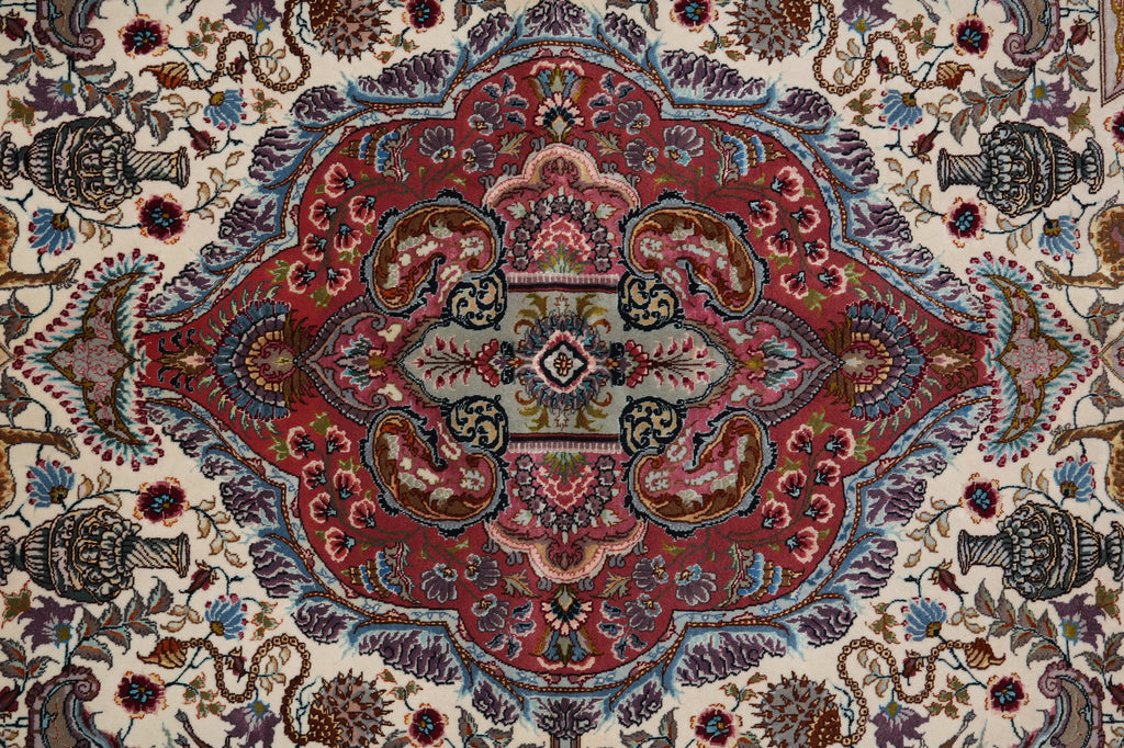 6.6 x 10 Super Fine Quality Authentic Persian Tabriz Rug Wool and Silk 70 Raj 500 KPSI - view 7