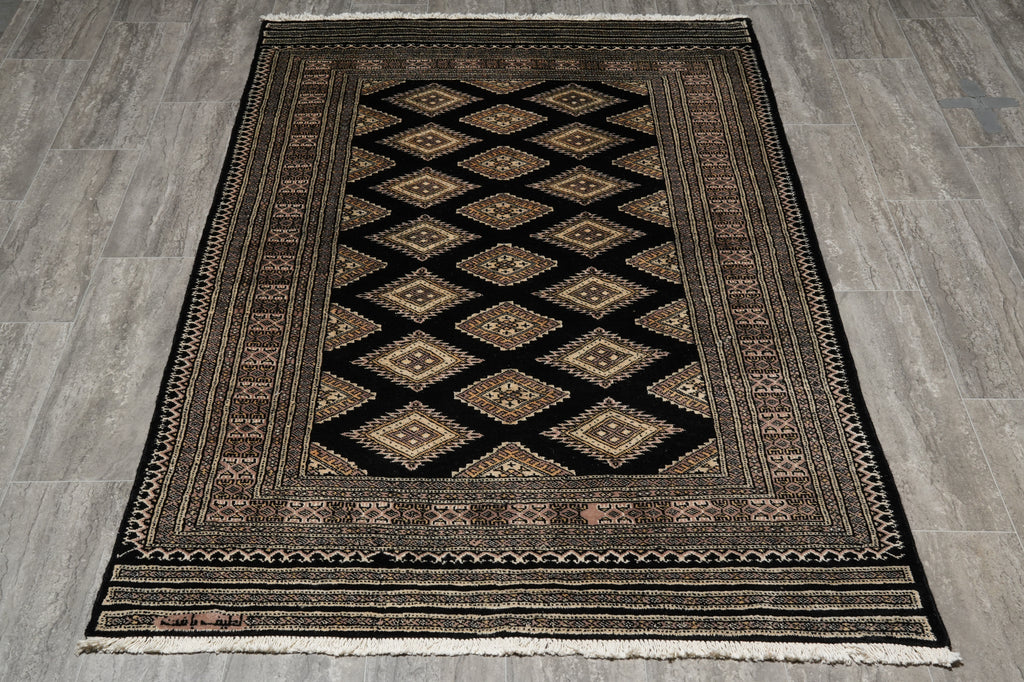 4 x 6.3 Jaldar Bokhara Rug Black #B-75637