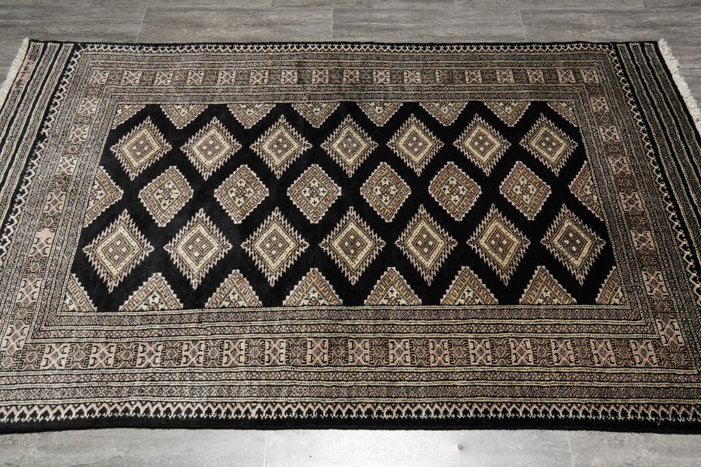 4 x 6.3 Jaldar Bokhara Rug Black #B-75637