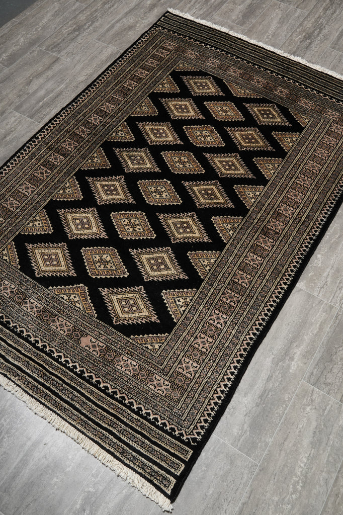 4 x 6.3 Jaldar Bokhara Rug Black #B-75637
