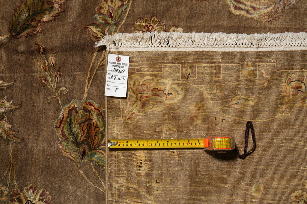 8.8 x 12 Quality Wool and Silk Transitional Hand-Knotted Rug #F-4487