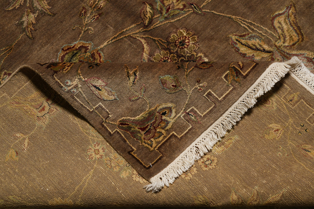 8.8 x 12 Quality Wool and Silk Transitional Hand-Knotted Rug #F-4487