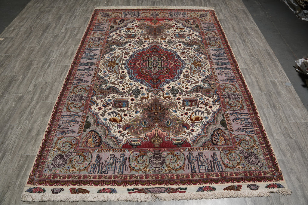 6.6 x 10 Super Fine Quality Authentic Persian Tabriz Rug Wool and Silk 70 Raj 500 KPSI - view 3
