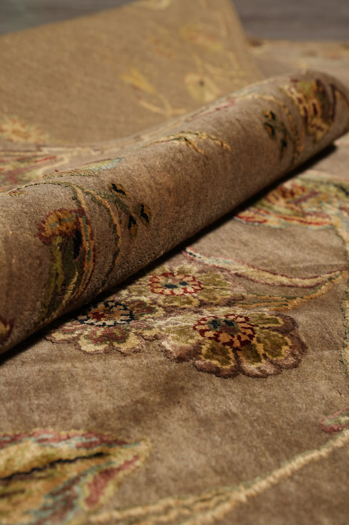 8.8 x 12 Quality Wool and Silk Transitional Hand-Knotted Rug #F-4487