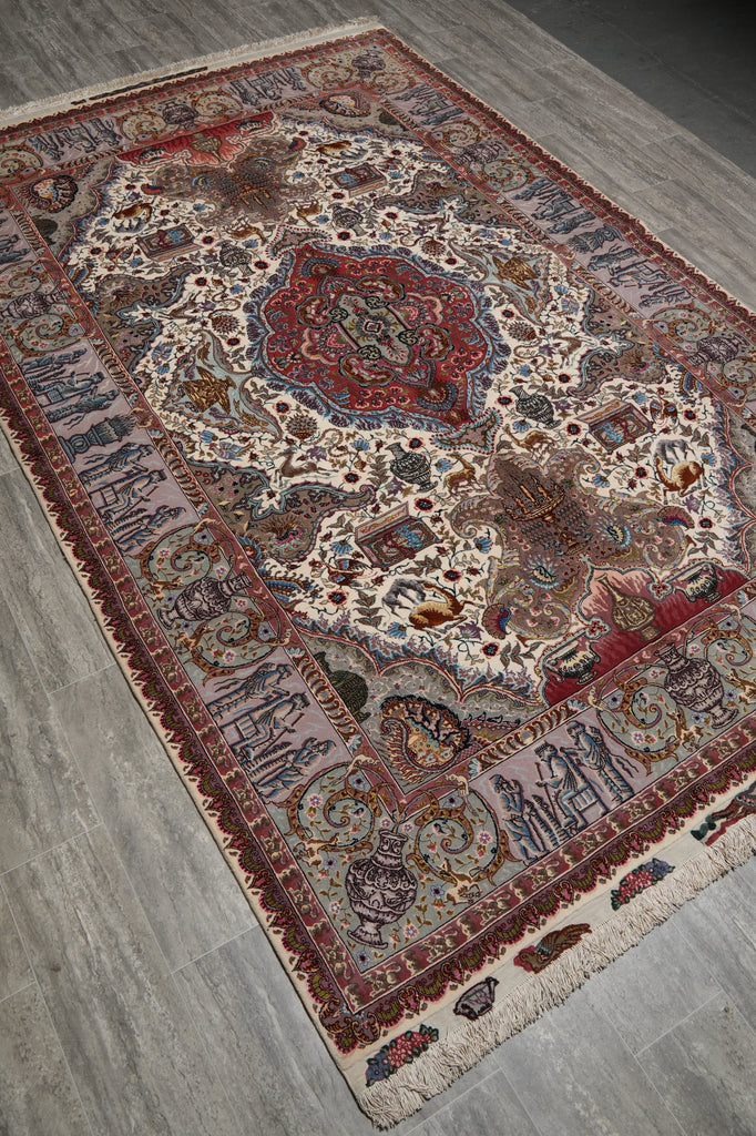 6.6 x 10 Super Fine Quality Authentic Persian Tabriz Rug Wool and Silk 70 Raj 500 KPSI - view 5
