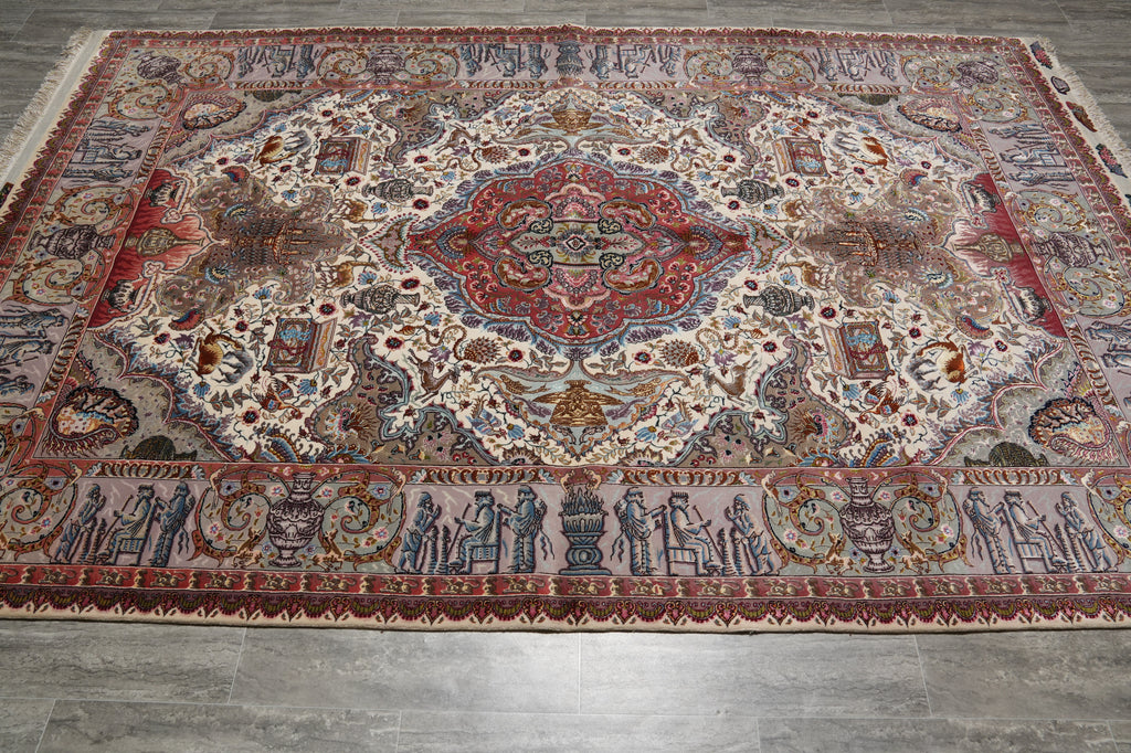 6.6 x 10 Super Fine Quality Authentic Persian Tabriz Rug Wool and Silk 70 Raj 500 KPSI - view 4