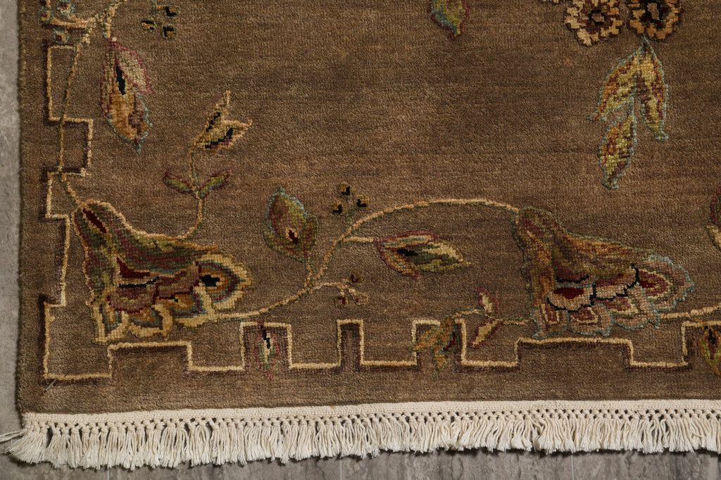 8.8 x 12 Quality Wool and Silk Transitional Hand-Knotted Rug #F-4487