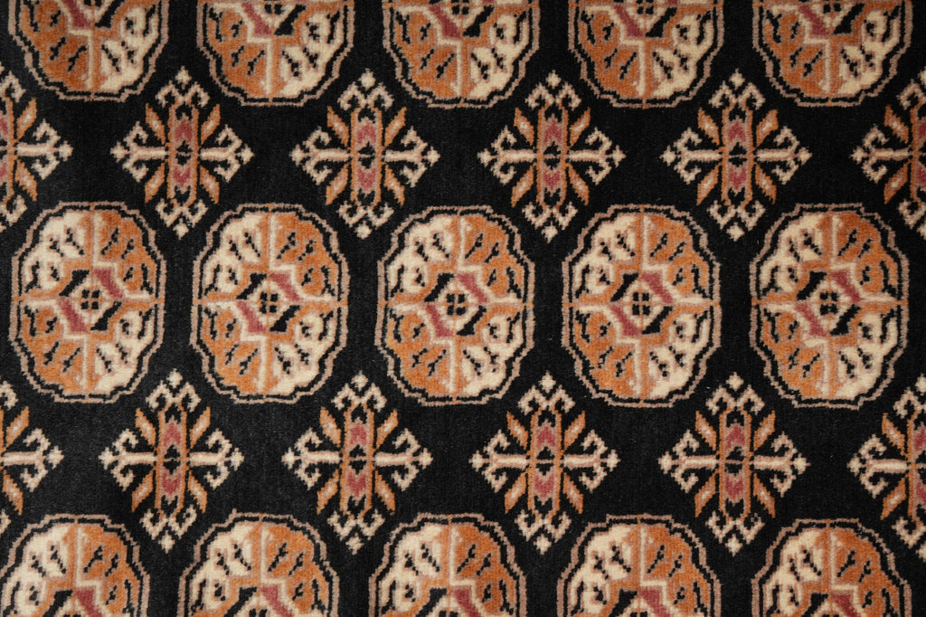 4 x 6 Black Bokhara Rug Imported Pakistan Hand-Knotted #F-3129