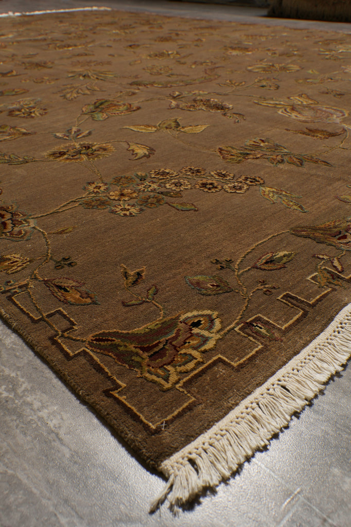 8.8 x 12 Quality Wool and Silk Transitional Hand-Knotted Rug #F-4487