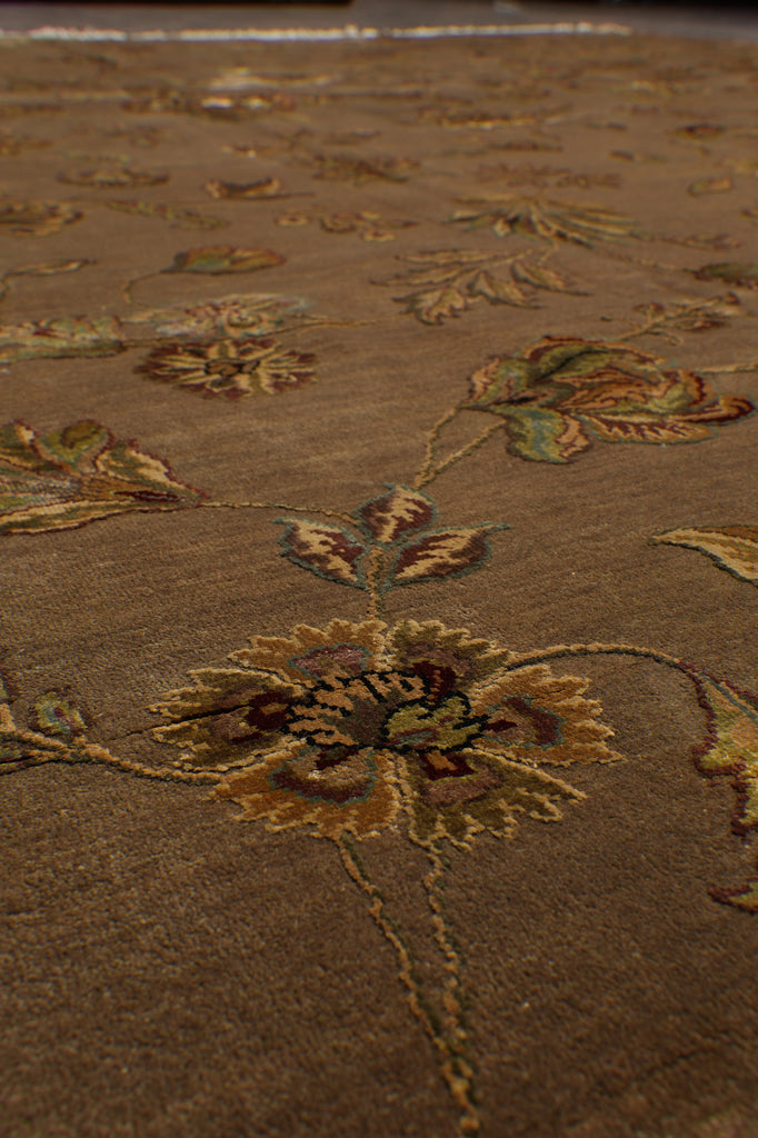 8.8 x 12 Quality Wool and Silk Transitional Hand-Knotted Rug #F-4487