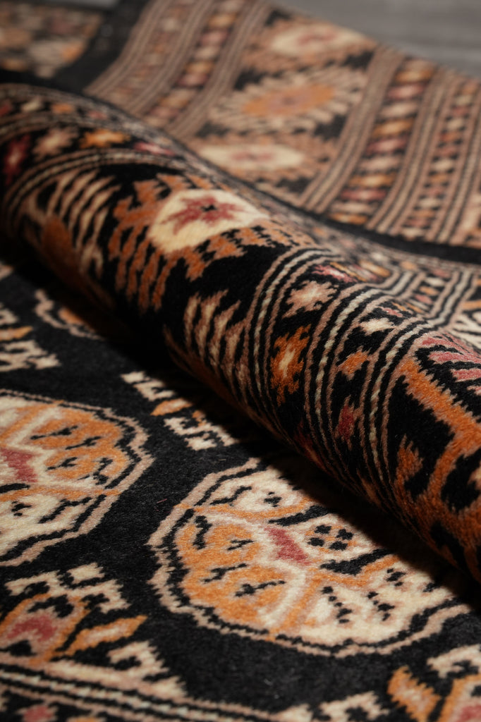 4 x 6 Black Bokhara Rug Imported Pakistan Hand-Knotted #F-3129