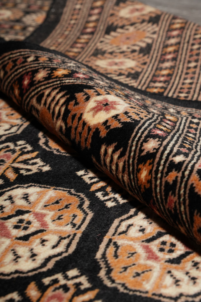 4 x 6 Black Bokhara Rug Imported Pakistan Hand-Knotted #F-3129