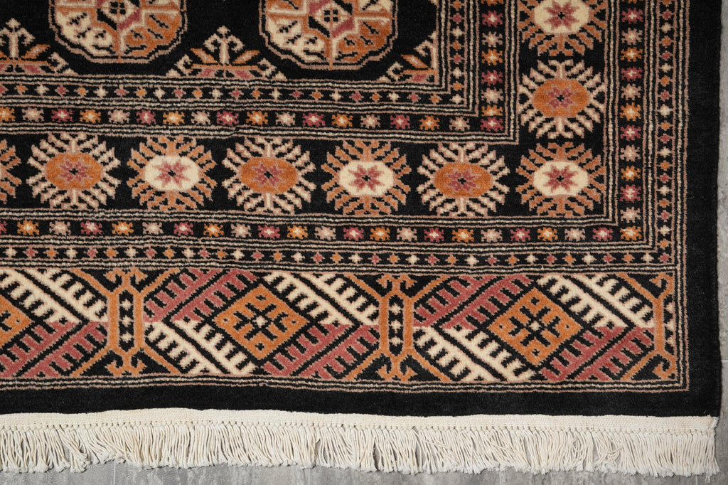 4 x 6 Black Bokhara Rug Imported Pakistan Hand-Knotted #F-3129