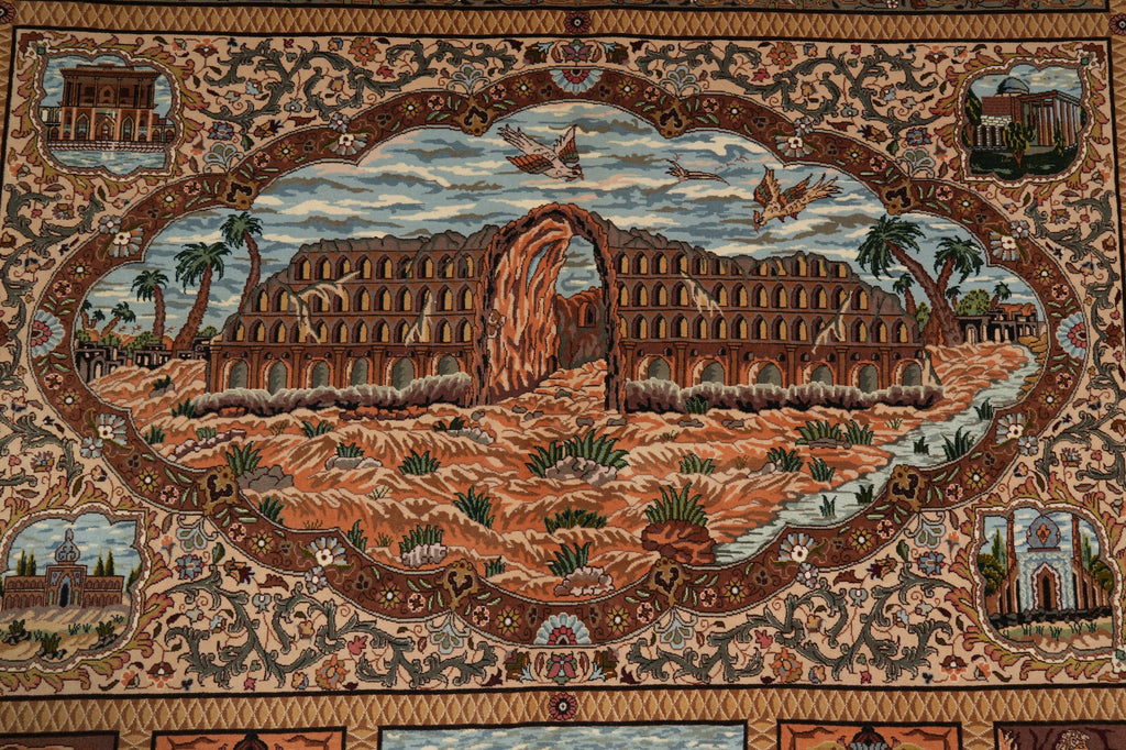 7 x 10.4 Authentic Persian Tabriz Rug Pictorial Iran Fine 400 Kpsi - view 7