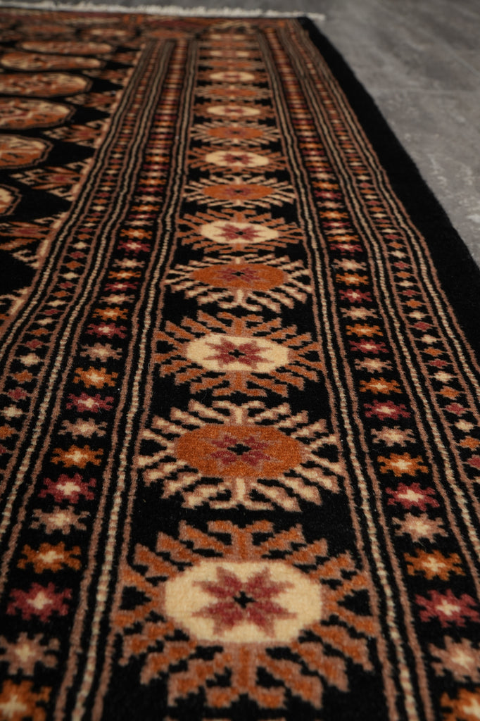 4 x 6 Black Bokhara Rug Imported Pakistan Hand-Knotted #F-3129